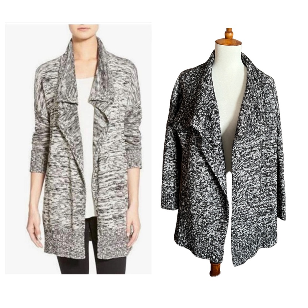 EILEEN FISHER CARDIGAN OPEN FRONT SHAWL COLLAR COTTON BABY ALPACA DRAPEY SZ LG